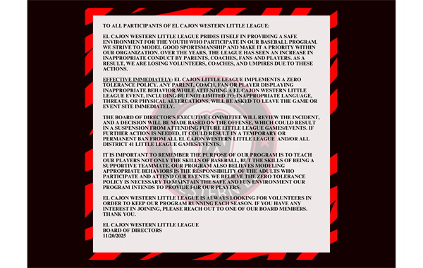 Zero Tolerance Policy 